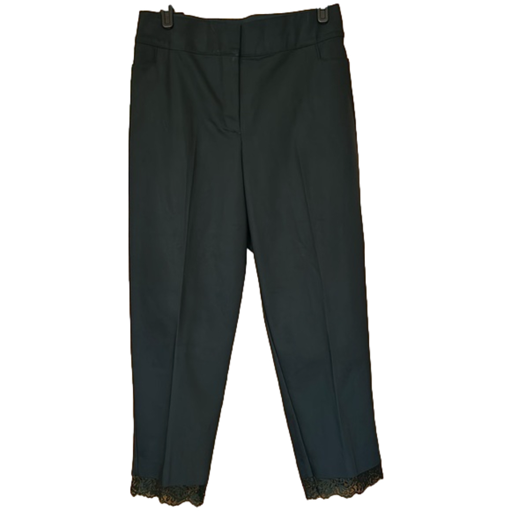 Lane Bryant Elegant Dark Green Women's Pants with Lace Trim